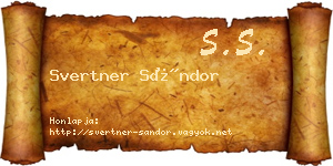 Svertner Sándor névjegykártya